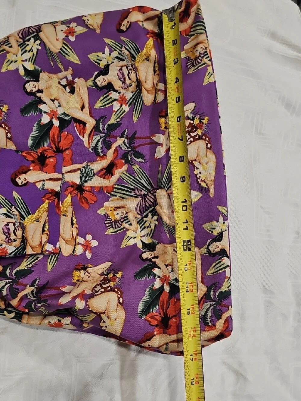Purple Tropical Pin-Up Print Women's Shoulder Bag